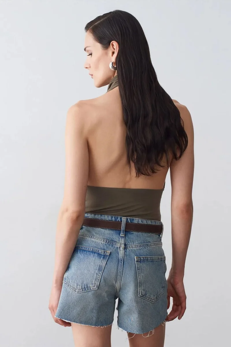 ديلفين DILVIN Fitted Sleeveless Cowl Neck Blouse