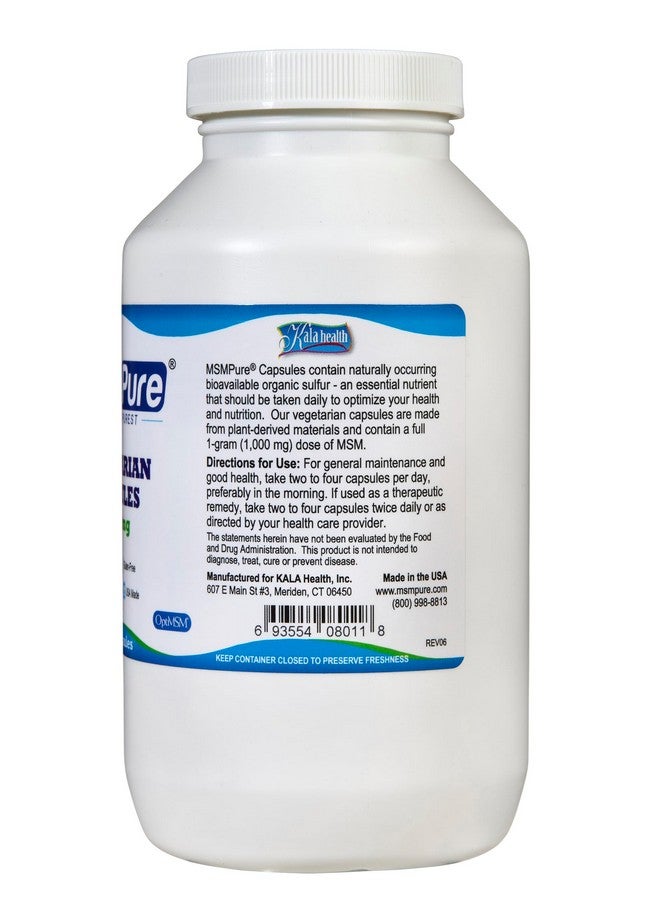 كالا هيلث كبسولات كالا هيلث إم إس إم النباتية النقية من إم إس إم - 1000 ملغ من الكبريت العضوي لكل كبسولة لمرونة المفاصل، ومظهر البشرة، ودعم الشعر والأظافر - 250 كبسولة، صُنعت في الولايات المتحدة الأمريكية من إم إس إم - Image 1