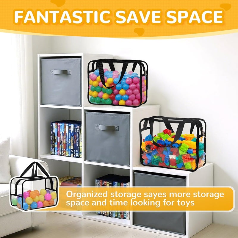 Mhtdet 8 Colors Large Toy Storage Bags with Labels, Reusable Clear PVC Board Game Storage, Travel Waterproof Organizer Bags with Zipper for Building Blocks, Puzzle, Kids Books - Image 5