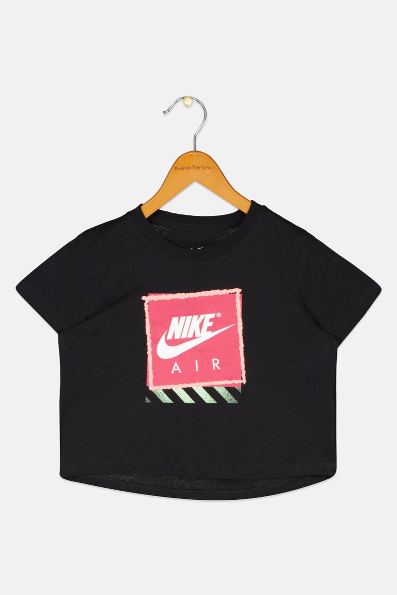 Nike تي شيرت رياضي قصير الأكمام للفتيات، خارجي، أسود - Image 1