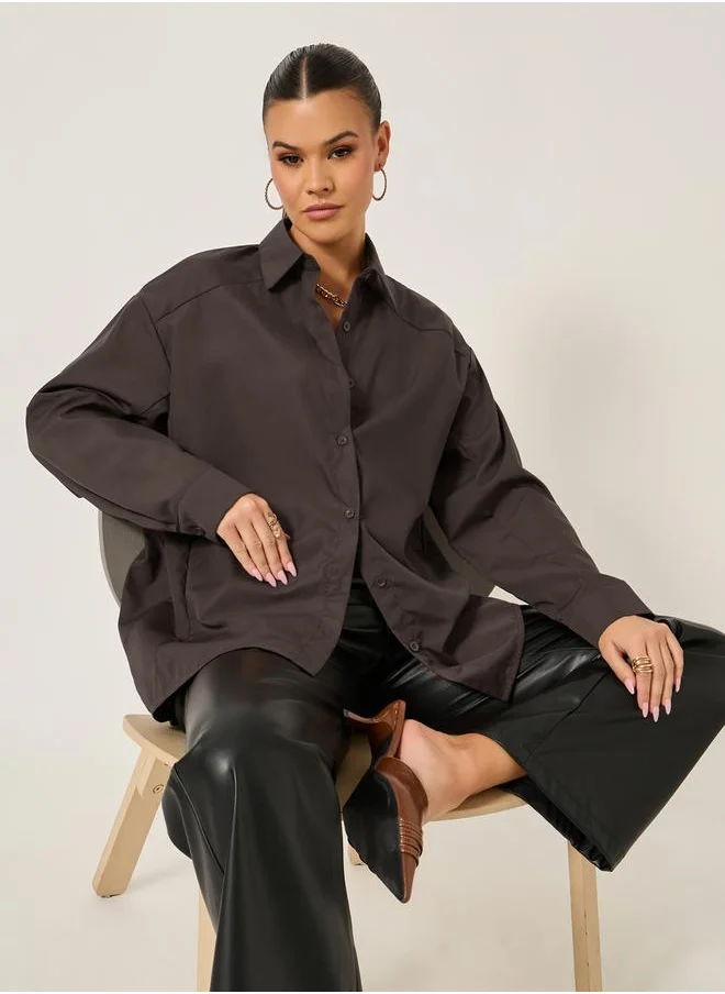 Styli Oversized Button Details Long Sleeve Shirt