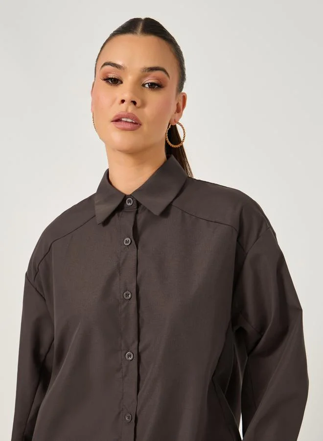 Styli Oversized Button Details Long Sleeve Shirt