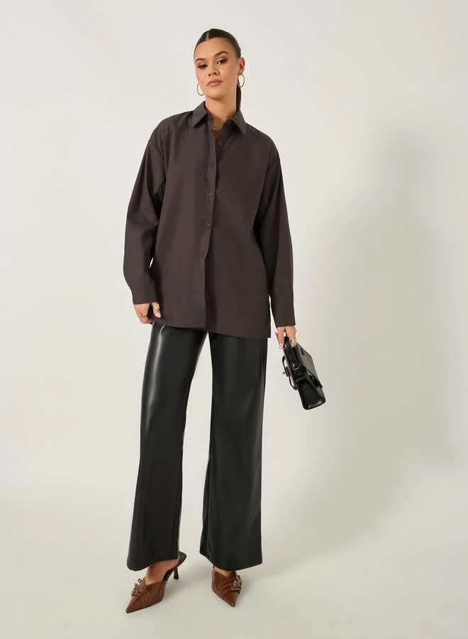 Styli Oversized Button Details Long Sleeve Shirt