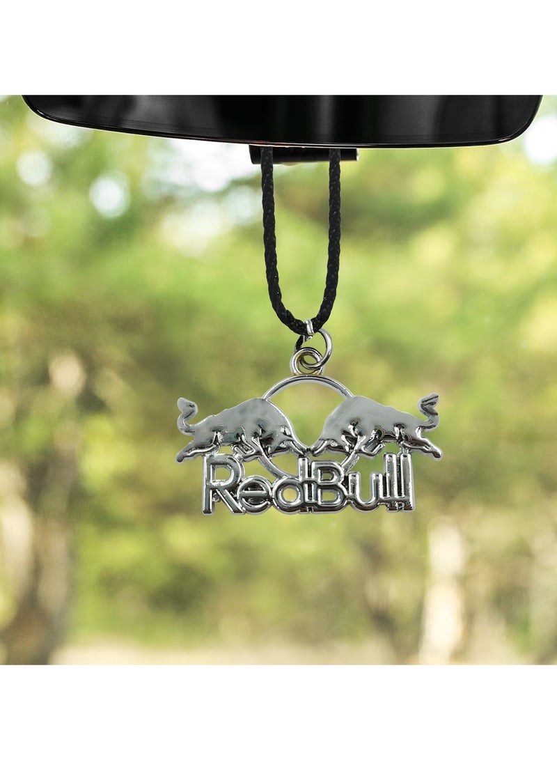 NMC Car Mirror Hanging Pendant Fancy RedBull Logo Fancy Pendant Metal Mini Car Decoration Chain  1 Pcs Silver - Image 4
