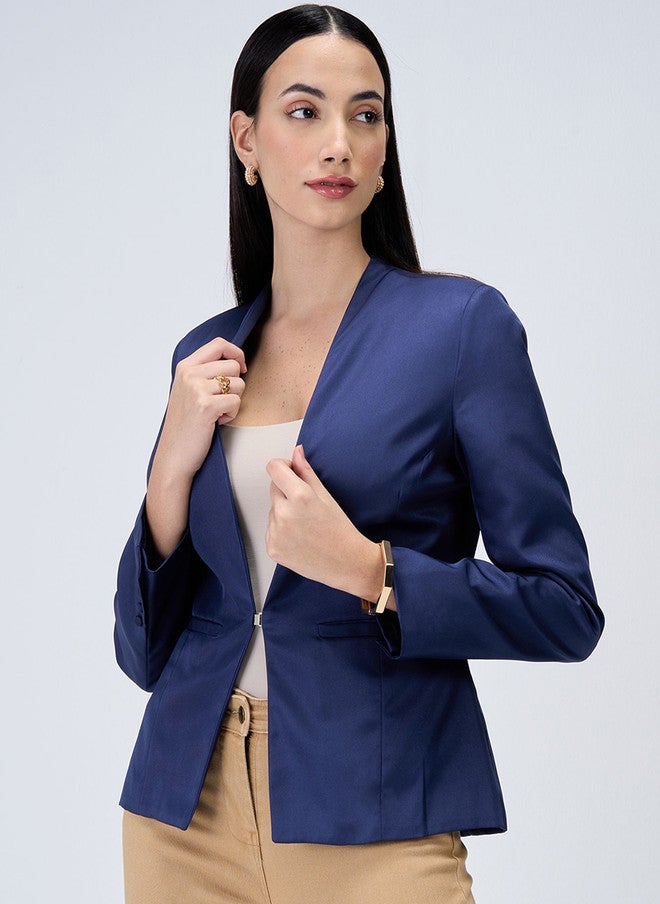 SALT ATTIRE Shawl Collar Open Front Tailored-fit Blazer - Image 1