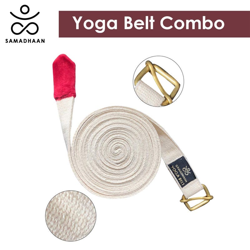 Samadhaan Yoga Strap With Durable Sliding Brass Buckle | Strong & Secure Cotton Yoga Strap | Double Thickness Adjustable Yoga Belt For Daily Stretching  Yoga  Pilates & Fitness (Pack Of 2 With Box) - Image 3