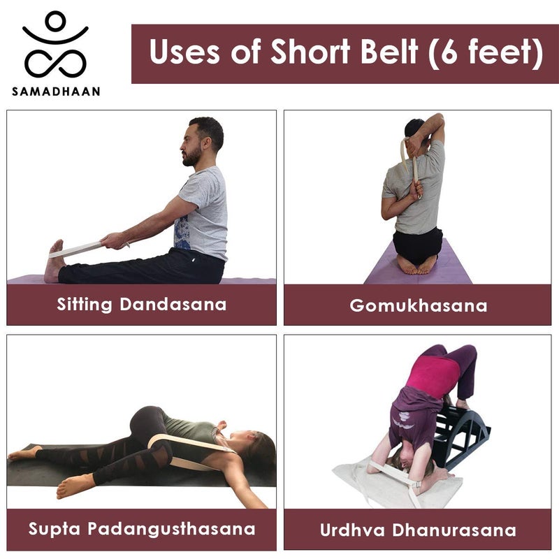 Samadhaan Yoga Strap With Durable Sliding Brass Buckle | Strong & Secure Cotton Yoga Strap | Double Thickness Adjustable Yoga Belt For Daily Stretching  Yoga  Pilates & Fitness (Pack Of 2 With Box) - Image 5