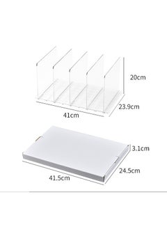 CityRiya-Long Handbag Organizer Purse Organizer for Closet, 4 Sections Bag Closet Shelf Divider Purse Display Stand, Purse Handbag Storage Organizer, Clear Desk File Sorter Stand Holder Bookshelf  - Image 2