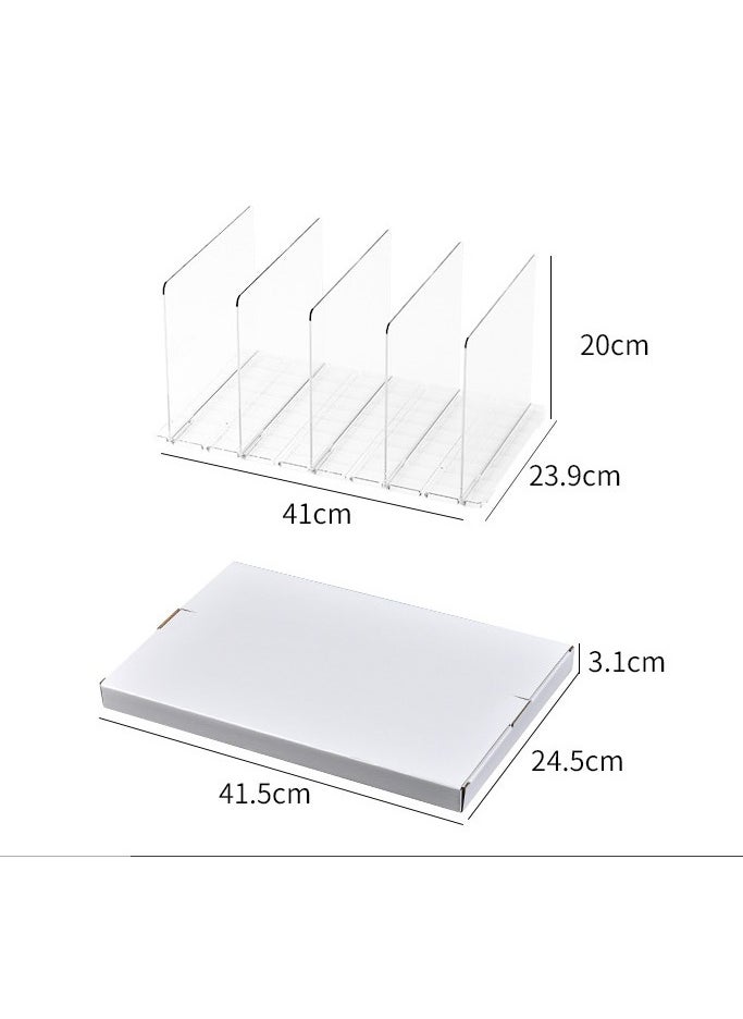 CityRiya-Long Handbag Organizer Purse Organizer for Closet, 4 Sections Bag Closet Shelf Divider Purse Display Stand, Purse Handbag Storage Organizer, Clear Desk File Sorter Stand Holder Bookshelf  - Image 2
