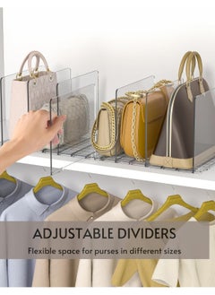 CityRiya-Long Handbag Organizer Purse Organizer for Closet, 4 Sections Bag Closet Shelf Divider Purse Display Stand, Purse Handbag Storage Organizer, Clear Desk File Sorter Stand Holder Bookshelf  - Image 3