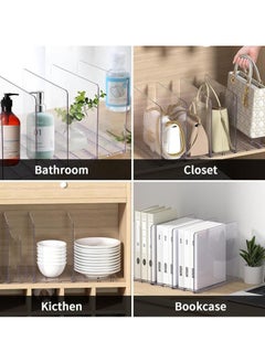 CityRiya-Long Handbag Organizer Purse Organizer for Closet, 4 Sections Bag Closet Shelf Divider Purse Display Stand, Purse Handbag Storage Organizer, Clear Desk File Sorter Stand Holder Bookshelf  - Image 4