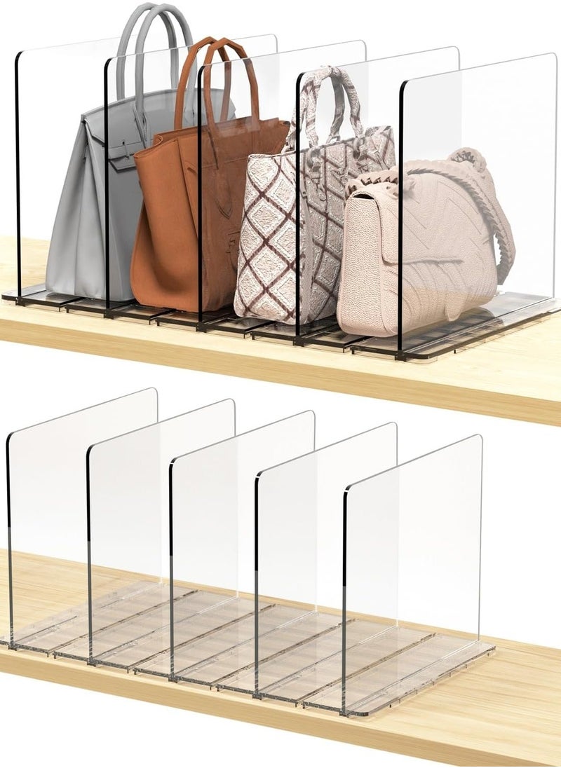 CityRiya-Long Handbag Organizer Purse Organizer for Closet, 4 Sections Bag Closet Shelf Divider Purse Display Stand, Purse Handbag Storage Organizer, Clear Desk File Sorter Stand Holder Bookshelf  - Image 5