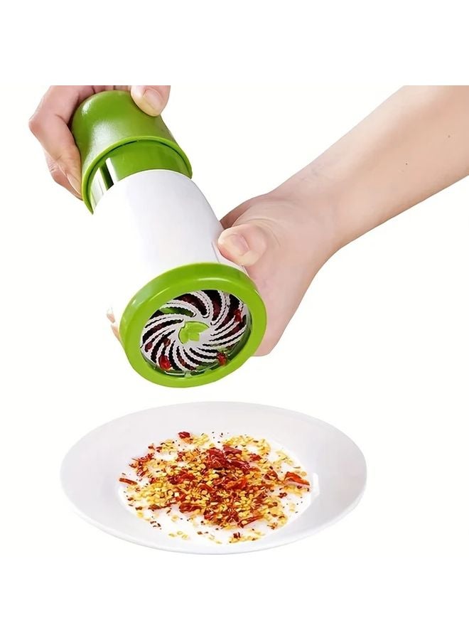 Green Manual Spice Grinder ABS Round Kitchen Tool For Crushing Cilantro Chopping Vegetables - Image 5