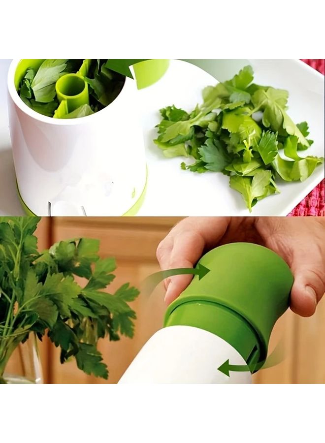 Green Manual Spice Grinder ABS Round Kitchen Tool For Crushing Cilantro Chopping Vegetables - Image 3