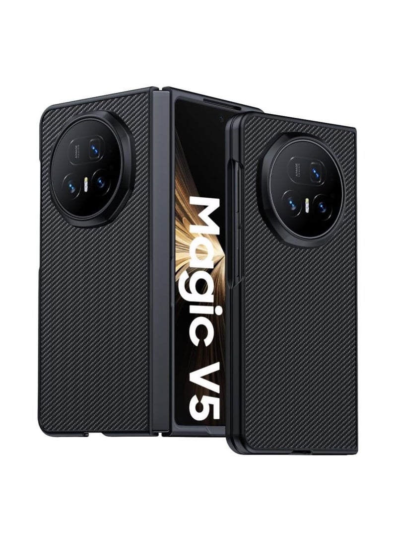 Compatible Honor Magic V5 Protective Shockproof Capa Case Slim Carbon Fibre Textured Leather Case for Honor Magic V5 - Image 1