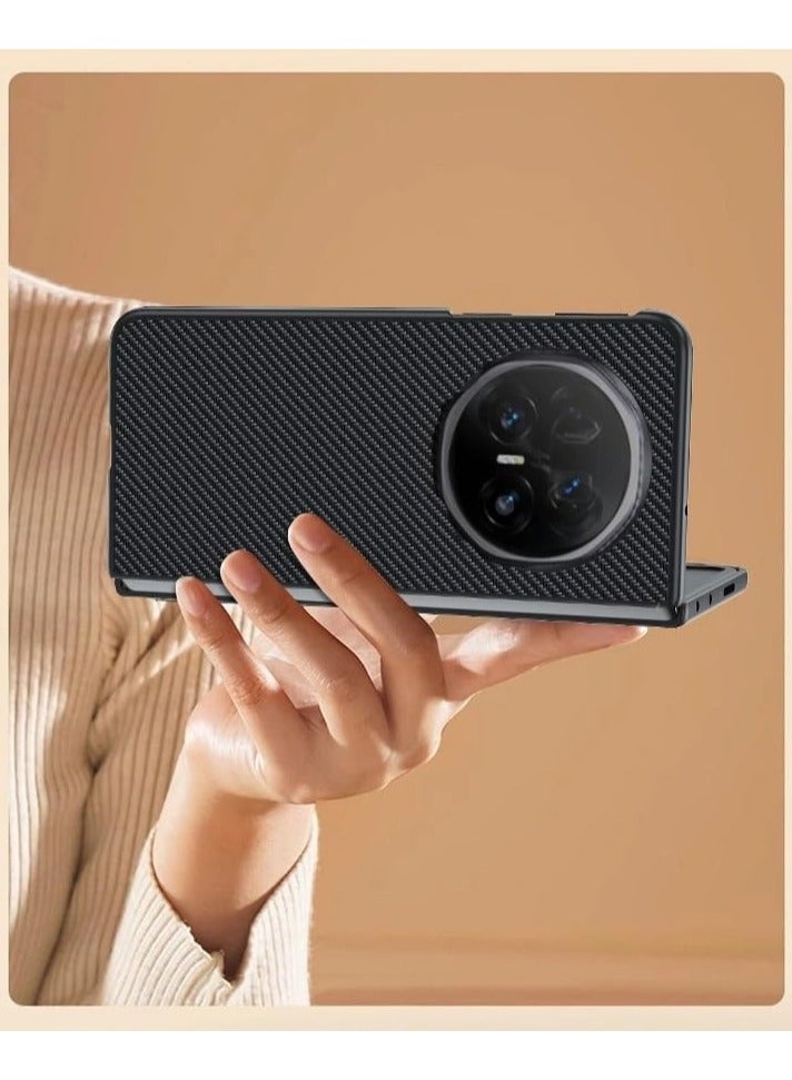 Compatible Honor Magic V5 Protective Shockproof Capa Case Slim Carbon Fibre Textured Leather Case for Honor Magic V5 - Image 4