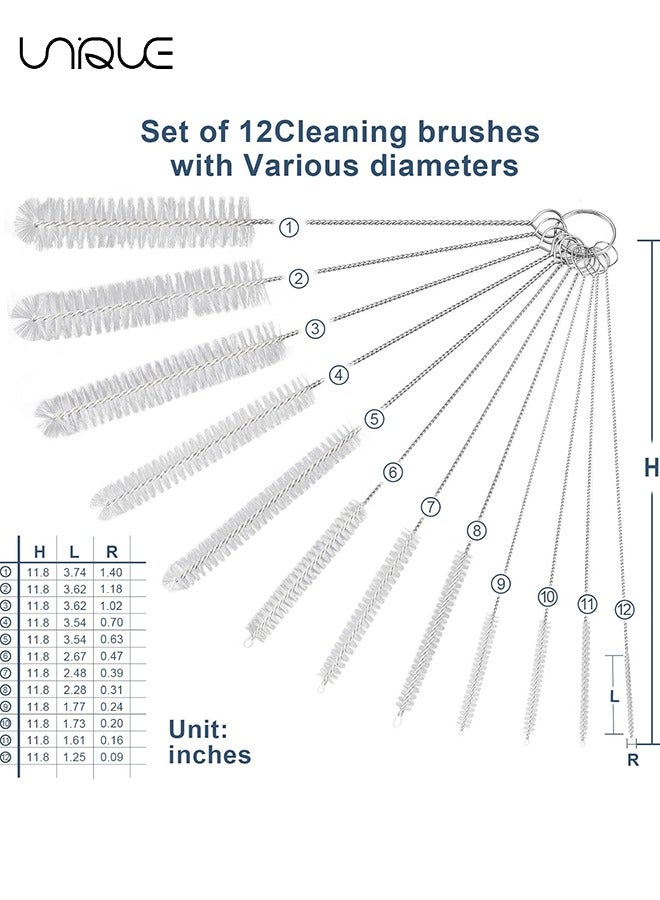 Unique Straw Cleaner Brush Set, 12 Pieces Cleaning Brush and Nylon Tube Brush Brush, Long Cleaning Brush Kit for Water Bottle, Straws on Tumbler, Sippy Cup, Tea Pot Spout  - Image 2
