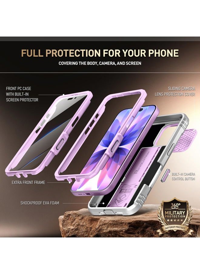 POETIC for iPhone 17 Case with Camera Control Capture Button, [Slide Camera Cover] [Built-in Stand] [Built-in Screen Protector] Full-Body Military Grade Rugged Phone Case for iPhone 17, Purple - Image 3