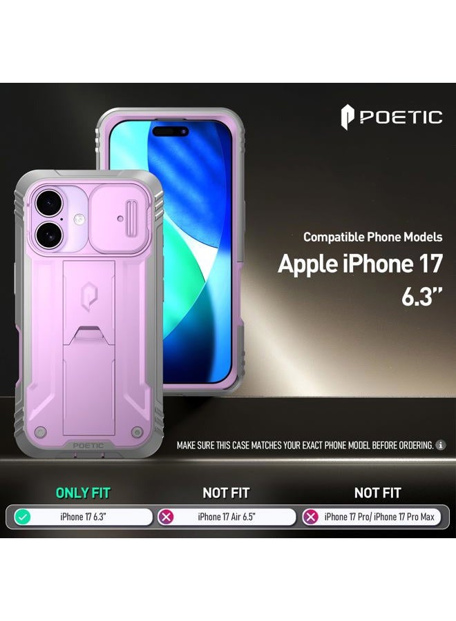 POETIC for iPhone 17 Case with Camera Control Capture Button, [Slide Camera Cover] [Built-in Stand] [Built-in Screen Protector] Full-Body Military Grade Rugged Phone Case for iPhone 17, Purple - Image 2