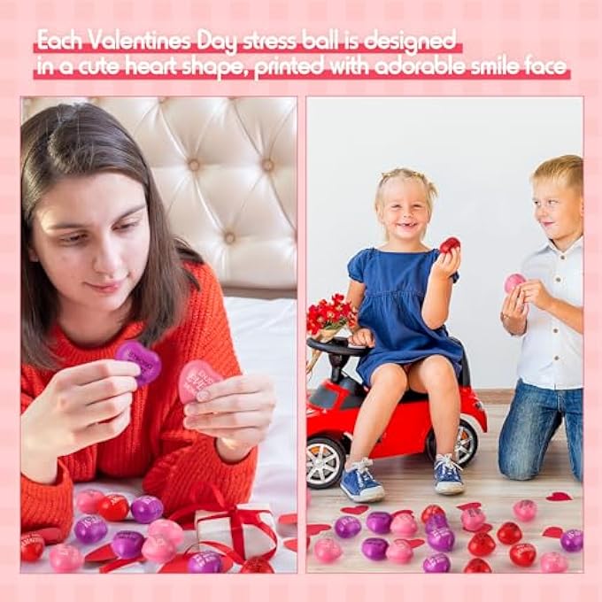Jerify 100 Pcs Valentines Day Heart Stress Balls 1.5 Inch Mini Stress Relief Balls Small Heart Shape Stress Ball Party Favors Valentines Day Gifts for Little Teens(Inspirational Style) - Image 4