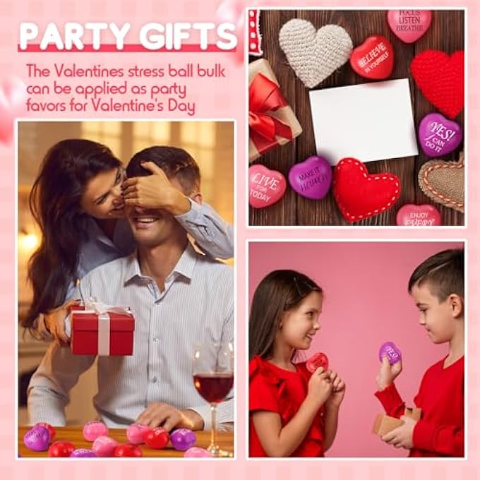Jerify 100 Pcs Valentines Day Heart Stress Balls 1.5 Inch Mini Stress Relief Balls Small Heart Shape Stress Ball Party Favors Valentines Day Gifts for Little Teens(Inspirational Style) - Image 3