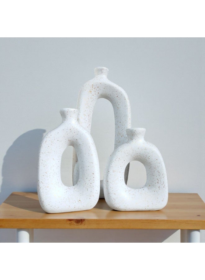 كلور زون بوتري طقم 3 قطع فازات فخارية ديكورية المكتب و المنزل بشكل مميز - Image 1