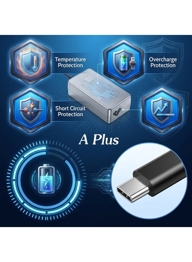 A PLUS 65W USB-C Power Adapter Fast Charging Laptop Charger Compatible with Lenovo ThinkPad, Dell XPS, HP EliteBook, and MacBook - Black - Image 5