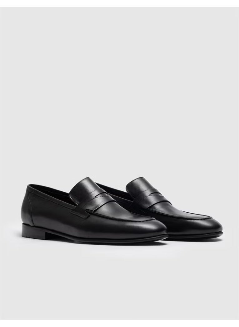 Cabani Leather Black Belted Men's Classic Shoes - Image 3