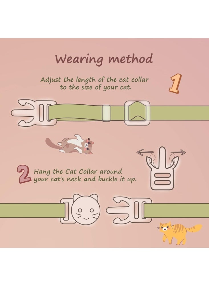 2 Pack Cotton Breakaway Cat Collars with Bell, Yellow & Green Flower Pendant, Cute Kitten Collar for Girl and Boy Cats - Image 4