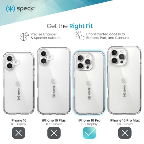 Speck Clear iPhone 16 Pro Case - Slim Phone Case iPhone 16 Pro - iPhone 16 Pro Phone Case - GemShell - Crystal Clear - Image 3