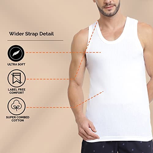 Van Heusen Men Regular Fit Vest - 100% Combed Cotton - Ultra Soft, Wider Straps, Solid_70022_White_S - Image 2