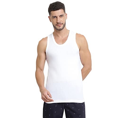 Van Heusen Men Regular Fit Vest - 100% Combed Cotton - Ultra Soft, Wider Straps, Solid_70022_White_S - Image 1