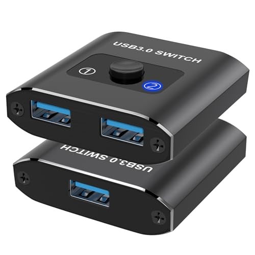 Closs USB 3.0 Switch, Bi-Directional USB Switch 1 in 2 Out/ 2 in 1 Out, Aluminum USB Switcher 2 Computers Share USB Devices for Printer, Keyboard, Scanner, Mouse - Compatible with Mac/Win/Linux - Image 1