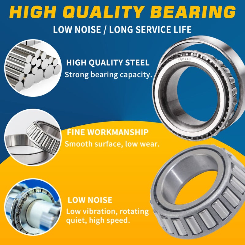 GREPSPUD 4Sets L68149 L44649 Trailer Axle Hub Bearings Kit with 171255TB Grease Seals, 1.98'' Trailer Dust Caps, Cotter Pins, Axle Nuts & Washers for 3500 lbs 1-3/8'' to 1-1/16'' #84 Spindle - Image 4