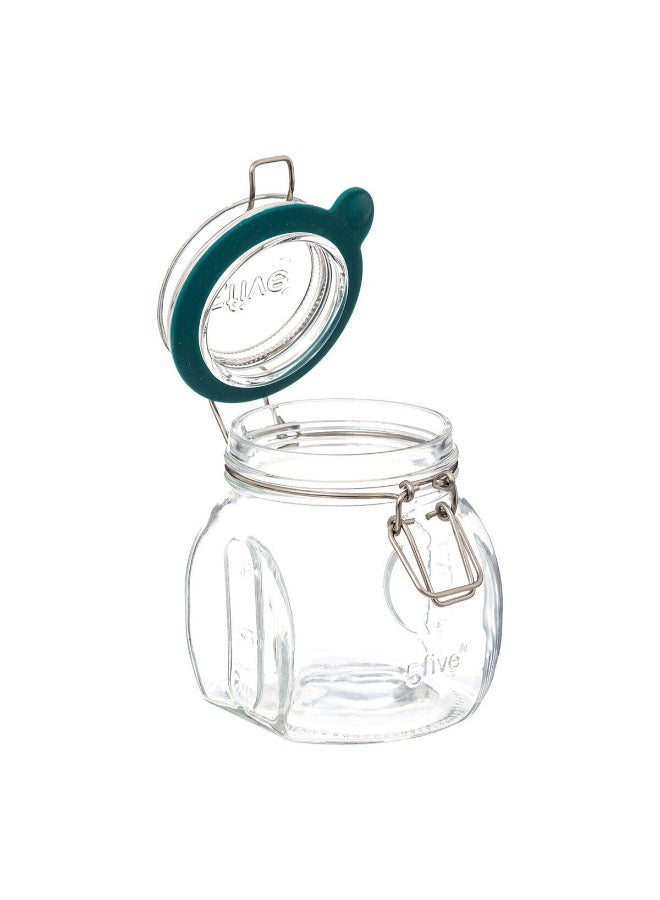 Five Simply Smart Jarro Glass Jar with Clip Closure Clear and Green 500ml 189553 - Image 2
