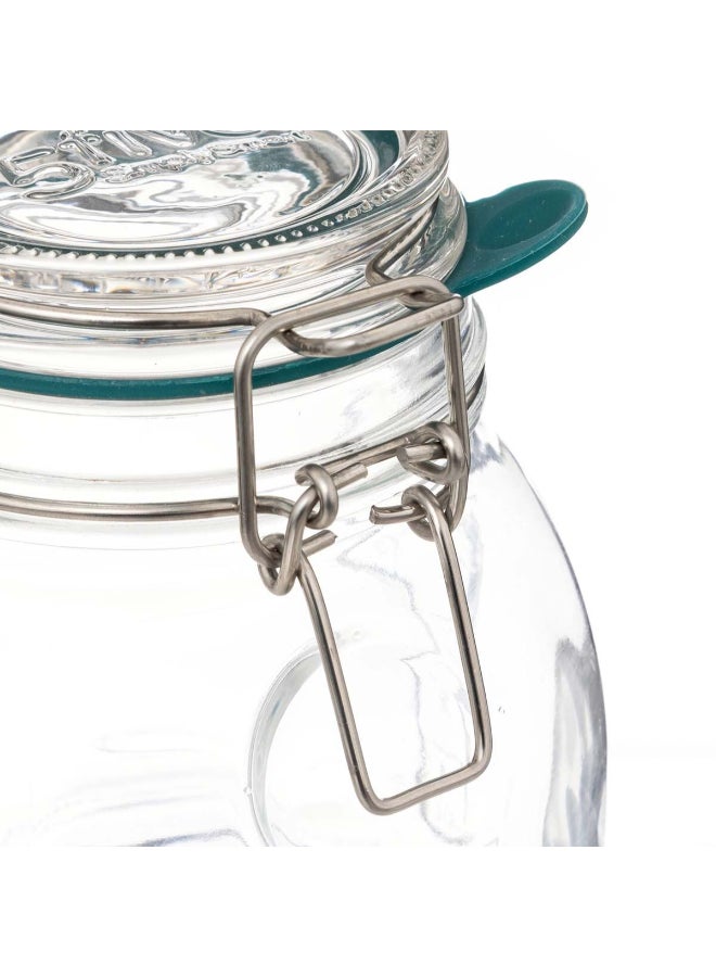 Five Simply Smart Jarro Glass Jar with Clip Closure Clear and Green 500ml 189553 - Image 3