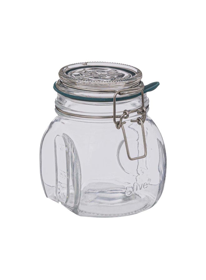 Five Simply Smart Jarro Glass Jar with Clip Closure Clear and Green 500ml 189553 - Image 1