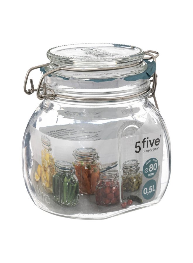 Five Simply Smart Jarro Glass Jar with Clip Closure Clear and Green 500ml 189553 - Image 4