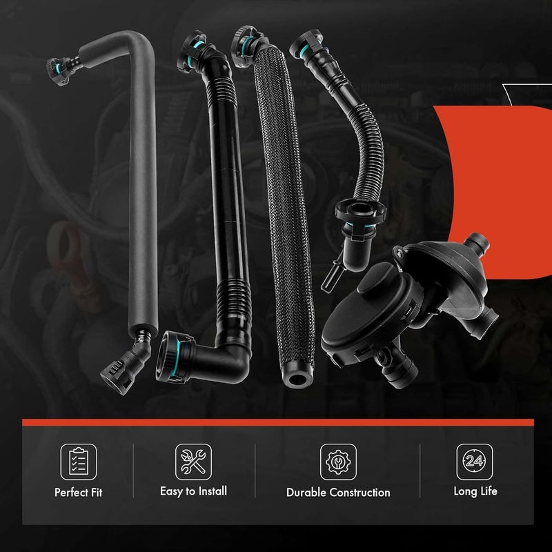 A-Premium 5 PCS Crankcase Vent Valve Breather Hose Kit for BMW - Image 2