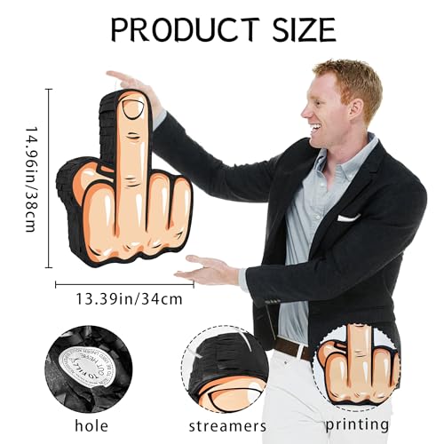 UNIIDECO Middle Finger Pinata Funny Piata Mexican Pinatas for Birthday Party 30th 40th 50th 60th Middle Finger Adult New Year Party Favors Funny Gifts Decorations - Image 5