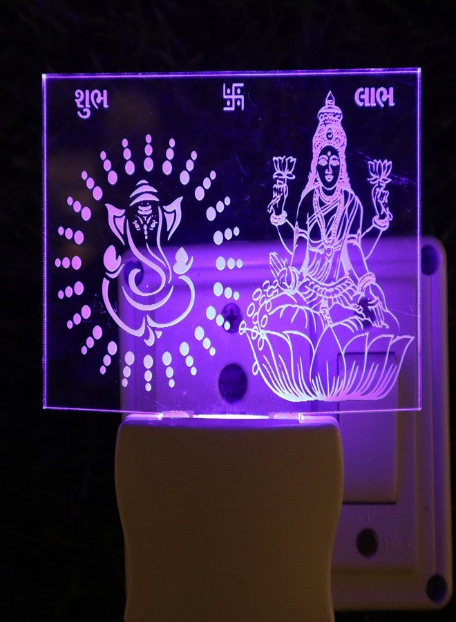 UKANI Ganesh LAXMI 3D Illusion Acrylic Night Lamp, 7 Colors RGB Auto Colour Changing LED Plug and Play Night Light, Office Light, Best for Gift - Pack of 1 (SD091,Multicolour, 3 Inch) - Image 4