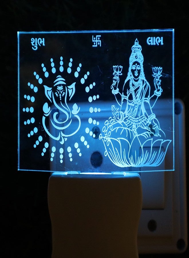UKANI Ganesh LAXMI 3D Illusion Acrylic Night Lamp, 7 Colors RGB Auto Colour Changing LED Plug and Play Night Light, Office Light, Best for Gift - Pack of 1 (SD091,Multicolour, 3 Inch) - Image 1
