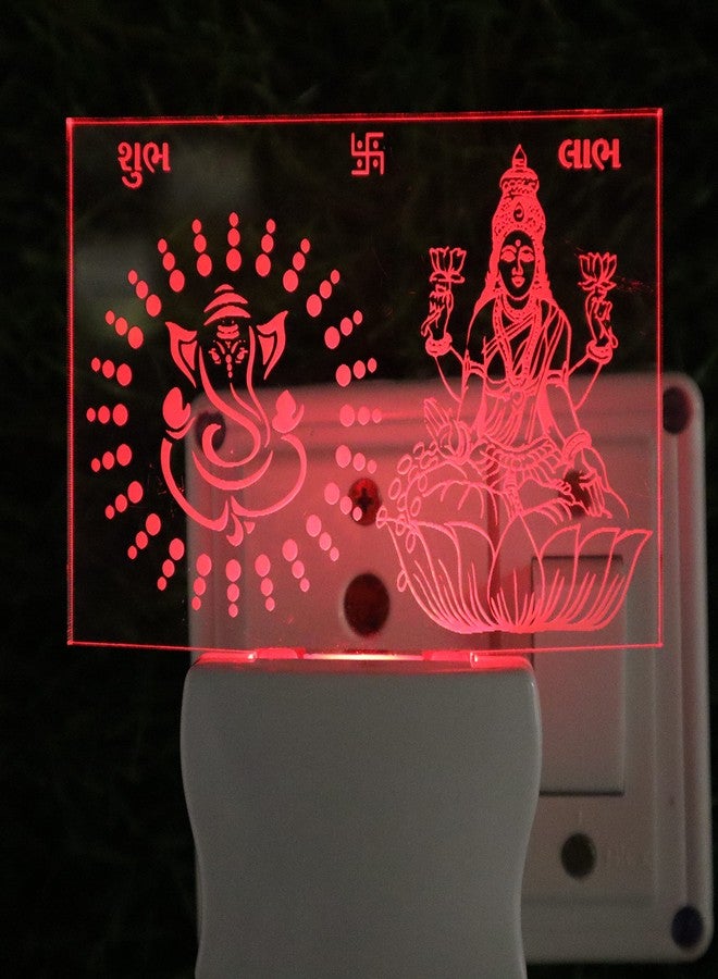 UKANI Ganesh LAXMI 3D Illusion Acrylic Night Lamp, 7 Colors RGB Auto Colour Changing LED Plug and Play Night Light, Office Light, Best for Gift - Pack of 1 (SD091,Multicolour, 3 Inch) - Image 5