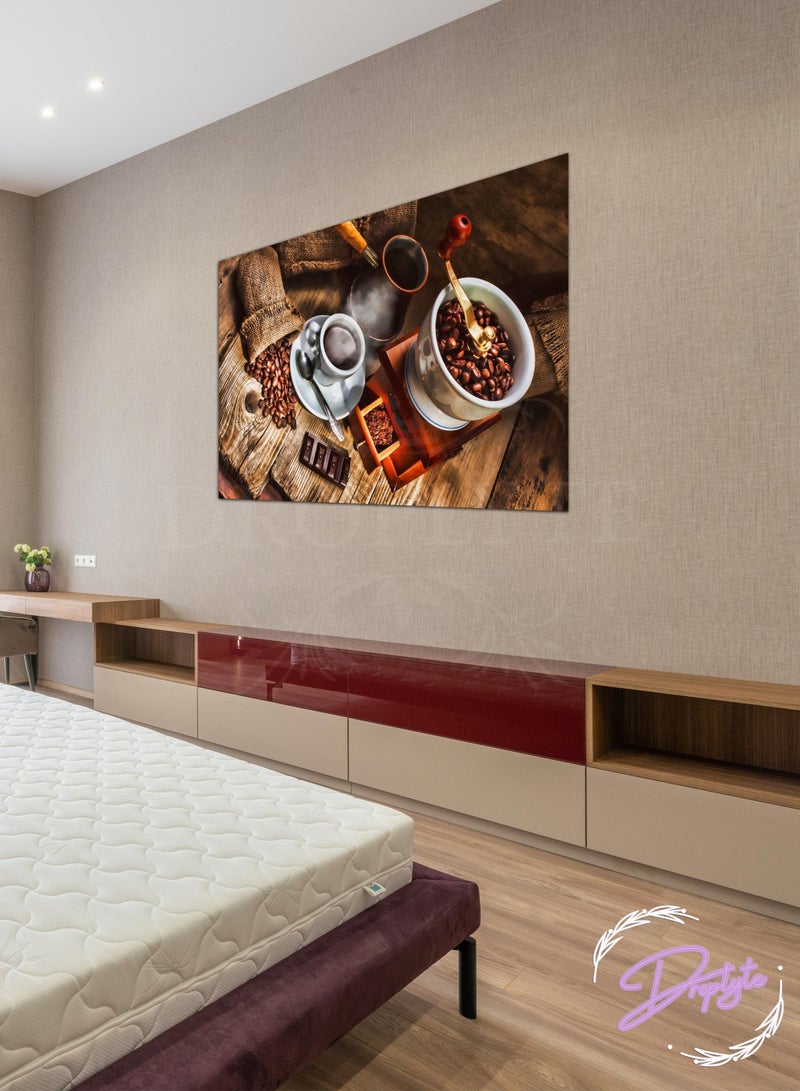 Droplyte Coffee Beans and Coffee Cup Decorative Wall Art Wall Decor Card Board MDF Home Decor for Living Room, Drawing Room, Office Room and Bedroom 60CM x 40CM - Image 1