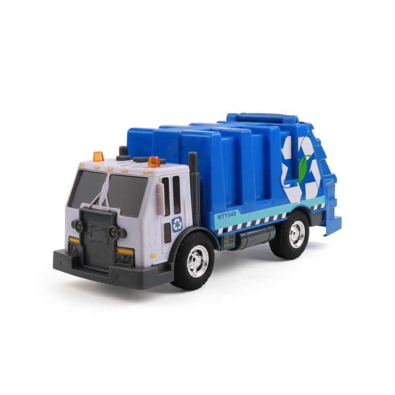 Mighty Fleet Rescue Force 12 Garbage Truck Toy Realistic Lights Sounds Detachable Recycling Bin Durable FreeWheeling Design Ages 3 - Image 2