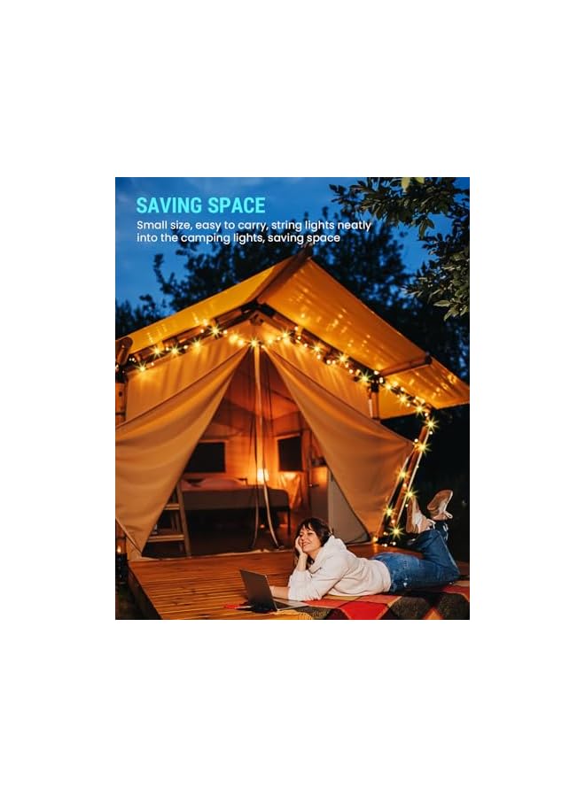 The Bros Camping String Lights, LED Outdoor Fairy Lights Camping Lamp USB Rechargeable 8 Modes Waterproof IP44 Portable LED Strip Hanging Light for Camping Awning Tent Garden Party（32.8FT)  - Image 5