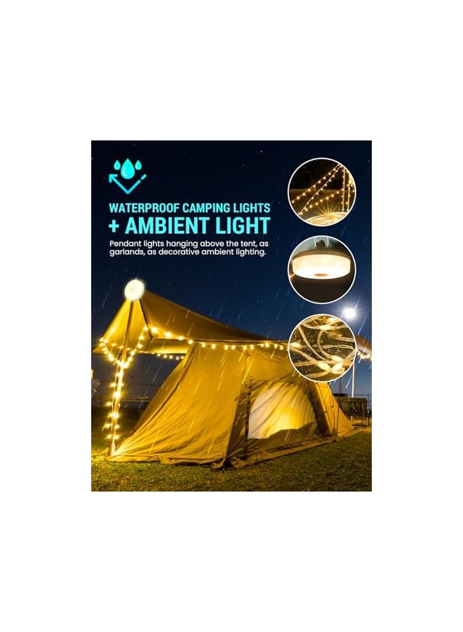The Bros Camping String Lights, LED Outdoor Fairy Lights Camping Lamp USB Rechargeable 8 Modes Waterproof IP44 Portable LED Strip Hanging Light for Camping Awning Tent Garden Party（32.8FT)  - Image 3