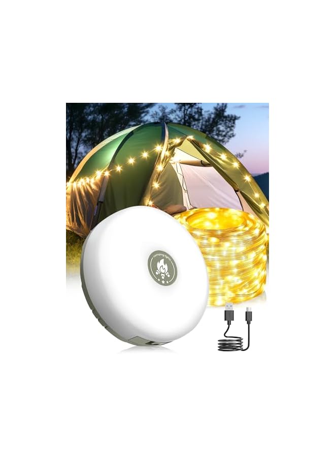 The Bros Camping String Lights, LED Outdoor Fairy Lights Camping Lamp USB Rechargeable 8 Modes Waterproof IP44 Portable LED Strip Hanging Light for Camping Awning Tent Garden Party（32.8FT)  - Image 2