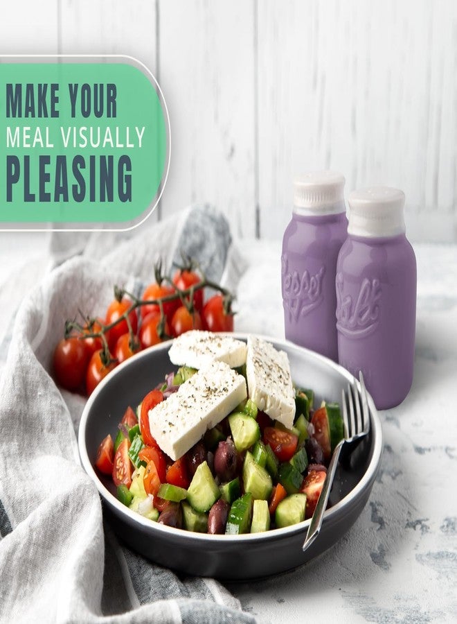 Comfify Mason Jar Salt & Pepper Shakers - Aqua Purple Ceramic - Rustic Shabby Chic Kitchen Decor - Image 3