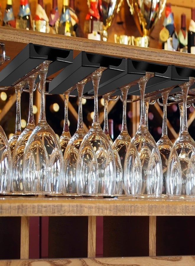 رتيري رف أكواب نبيذ من ريتيري، 6 قطع، يُعلق أسفل الخزانة، 10 × 4.3 × 0.8 بوصة، حامل بلاستيكي، يُعلق أسفل الرف، لا يحتاج إلى ثقب، رف معلق لأكواب النبيذ، منظم أكواب المطبخ والبار (أسود) - Image 5